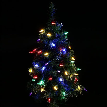 RECESKY 2 Pack Christmas String Lights with Built-in Timer - Total 100 LED 36ft Fairy Battery String Lights - Mini Lighting for Outdoor Garland Yard Dorm House Christmas Tree Decorations - Multi Color