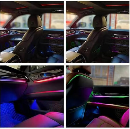 Acrylic Interior Car LED Strip Light APP Control, RGB Symphony Color 18 in 1 570 LEDs Fiber Optic Ambient Lighting Kits, 16 Million Colors Sound Active Function Car Neon Lights (18 in 1)