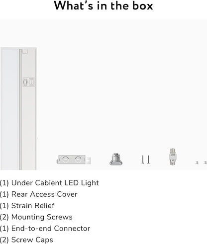 LAGOM Halo Under Cabinet Light, 22‑Inch Hardwired Dimmable LED, 2700K/4000K/5000K, Power Cord Sold Separately, White, UC0122WH27