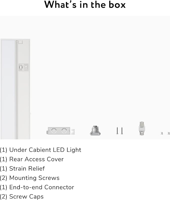 LAGOM Halo Under Cabinet Light, 30‑Inch Hardwired Dimmable LED, 2700K/4000K/5000K, Power Cord Sold Separately, White, UC0130WH27