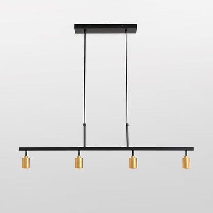 Shura - 4-Light Black and Brass Integrated LED Track Light Pendant w/Rotatable Spotlight Heads, Hanging Ceiling Spotlight Fixture, 3000K, 1960 Lumens
