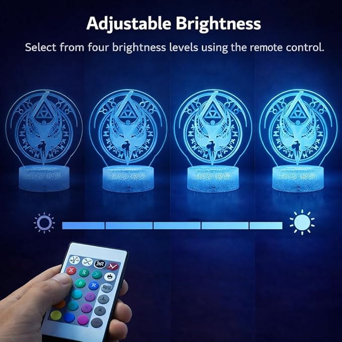 3D Night Light, 16 Color Changing Cartoon USB Desk Lamp, Crest of Hyrule Illusion Lighting with Remote Control for Home Decor Gift for Kids. (5)