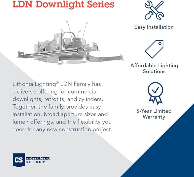 Lithonia Lighting LDN 6 in. New Construction LED Downlight, Non-IC LED Housing, 1000LM, 3500K, 10% 0-10V Dimming (LDN6 35/10 MVOLT GZ10 HSG)