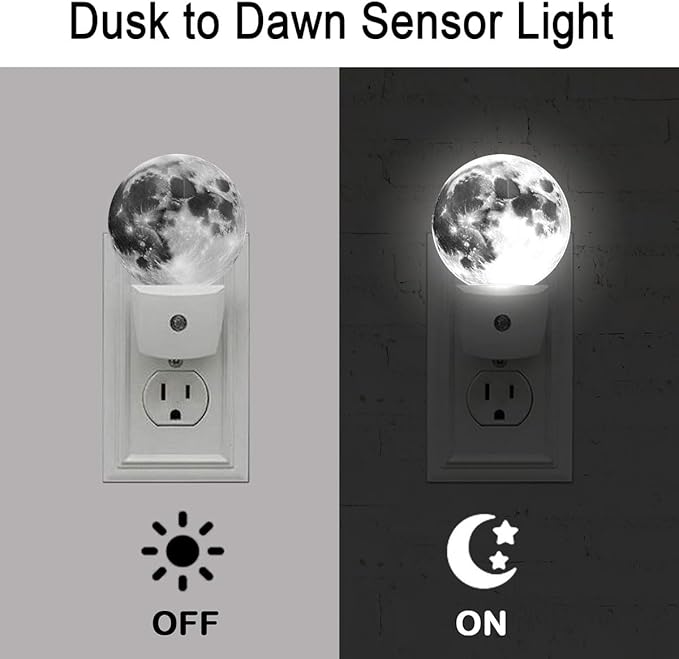 Moon Planet Night Light Plug-in Sleep Lamp Led Dusk to Dawn Night Light for Bedroom