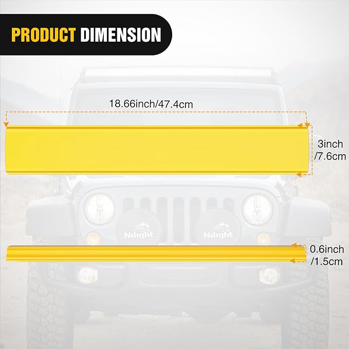 Nilight 20 Inch LED Light Bar Cover Amber Yellow Protective Cover Durable Polycarbonate Lens Waterproof Dustproof Scratch-Proof for Double-Row Lights Off Road Driving Lighting