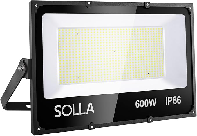SOLLA 600W LED Flood Light Outdoor, 60000lm 6000K Daylight White, 3060W Equivalent Super Bright LED Arena Light IP66 Waterproof Commercial Lighting for Sports Fields,Counts,Stadium 110-265V