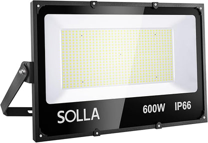 SOLLA 600W LED Flood Light Outdoor, 60000lm 6000K Daylight White, 3060W Equivalent Super Bright LED Arena Light IP66 Waterproof Commercial Lighting for Sports Fields,Counts,Stadium 110-265V