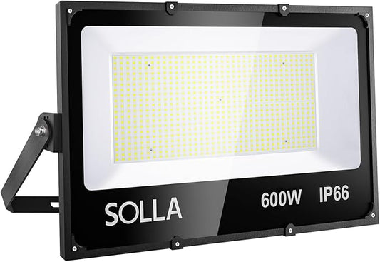 SOLLA 600W LED Flood Light Outdoor, 60000lm 6000K Daylight White, 3060W Equivalent Super Bright LED Arena Light IP66 Waterproof Commercial Lighting for Sports Fields,Counts,Stadium 110-265V