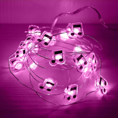GUOCHENG 6.56ft 20 LED Music Note String Lights, Battery Operated Warm White Music Decorative Fairy Lights, Musical DIY Gift for Music Lover(Purple)