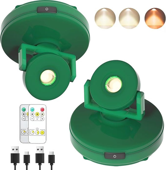2Pack Rechargeable Wireless Spotlights, Rechargeable Uplighting Indoor with Remote Dimmable, Tree Spotlight Indoor Battery Powered Ceiling Spotlight for Artwork Picture Painting Plant