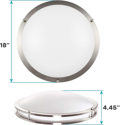 LUXRITE 18 Inch LED Flush Mount Ceiling Light, CCT Color Temperature Selectable 2700K | 3000K | 3500K | 4000K | 5000K, Dimmable Ceiling Light Fixture, 24W, 2160 Lumens, Energy Star, ETL Listed