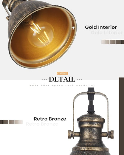 Bronze Pendant Lights Kitchen Island 3 Pack, Vintage Pendant Light, 6.5’’ Farmhouse Kitchen Light Fixtures, Adjustable Height, Pendant Lighting for Dining Room, Living Room, Sink, Bar