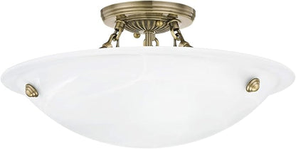 Livex Lighting 4273-01 Oasis 3-Light Ceiling Mount, Antique Brass