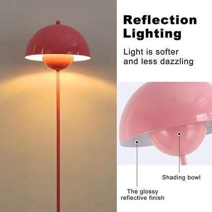 COSYLUX Modern Floor Lamp for Living Room, Industrial Tall Standing Lamp for Bedroom, Metal Shade Reflecting Light Reading Floor Lamp for Office, Nursery Room, Corner(Light Pink)