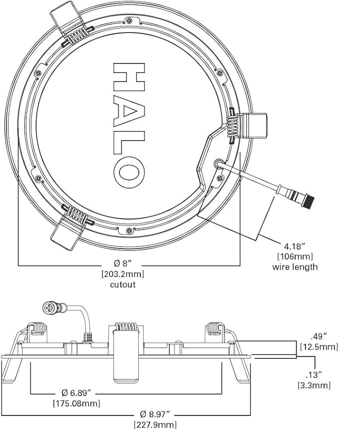 HALO HLB LED Recessed Lighting 8 inch Thin Canless w/Selectable Lumens and Color Temperatures, 0-10V Dimming, 120-277V Input- HLB8LS9FSE010MWR