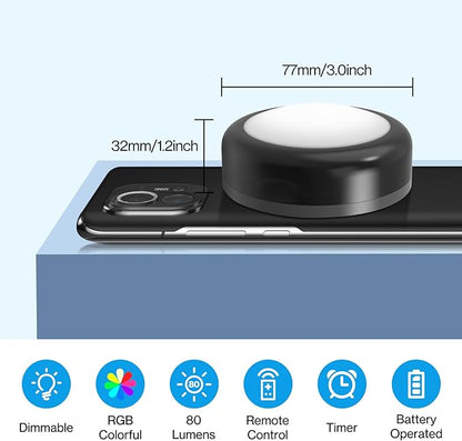 Cadrim Puck Lights, 4 Pack 13 Colors Changeable LED Puck lightings Battery Powered Dimmable Under Cabinet Lights, Battery Powered Under Counter Lights with 1 Wireless Remote Controls, Black