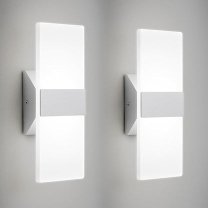 Modern LED Wall Sconces Set of Two, 12 Inch Indoor Dimmable Brushed Nickel Wall Lights, 12W 2700K-5000K Adjustable, Hardwired Acrylic Wall Sconces for Living Room Bedroom Hallway, ETL