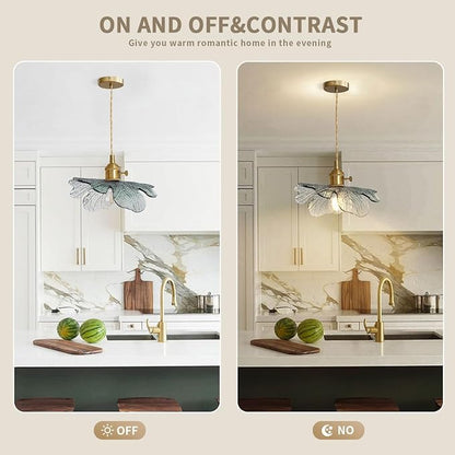 Modern Pendant Light Hand Blown 1-Light Large Glass Pendant Light Brass Pendant Lights Vintage Ceiling Hanging Lighting with Dark Green Glass Shade for Kitchen Island Dining Room Bedroom