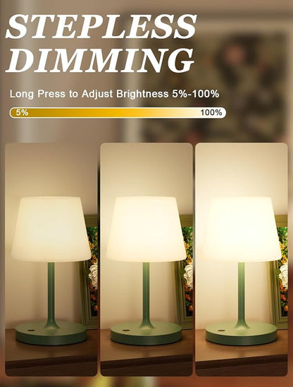 Kakanuo Green Cordless Shower Lamp Waterproof, Rechargeable Cordless Lamp with 4000mAh Battery, Touch Dimmable Table Lamp for Outdoor, Kitchen, Bathroom, Camping, Patio, IP54