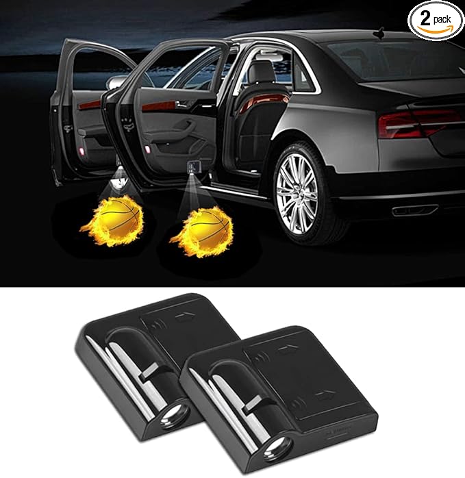 NewL 2 Pcs Led Car Door Welcome Light for Fire Basketball Logo Symbol Projector Lights Ghost Shadow Light