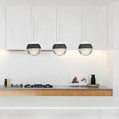 JoollySun Crystal Pendant Light Fixture: Modern Black Mini Hanging Lights for Kitchen Island Bathroom