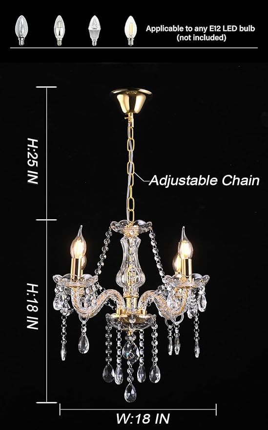 YYSHCHEN Gold Crystal Chandelier,Modern Mini Chandelier,Small Chandelier for Dining Room, Girls Bedroom,Living Room,.