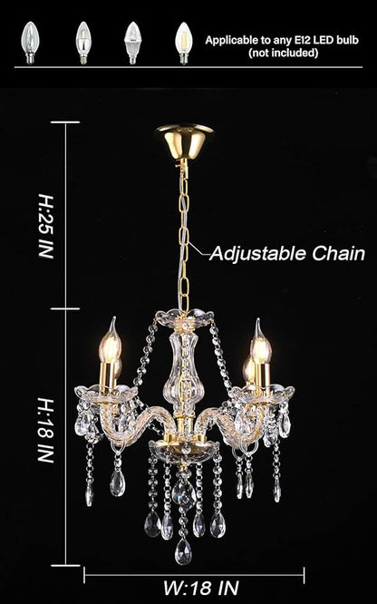 YYSHCHEN Gold Crystal Chandelier,Modern Mini Chandelier,Small Chandelier for Dining Room, Girls Bedroom,Living Room,.