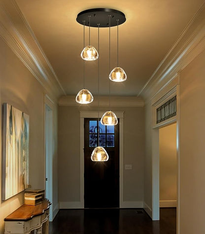 HAIXIANG Modern Glam Chandelier LED Kitchen Pendant Lights Island Lighting Remote Dimmable Fixtures Bubble Crystal Floating Chandelier Black Corner Pendants Light