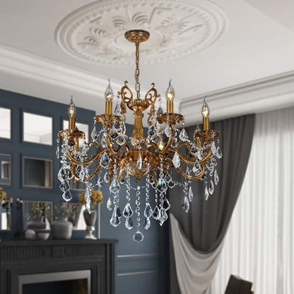 Crystal Chandeliers Contemporary Chandelier Island Lighting 8 Lights Candle Pendant Ceiling Light Fixture for Dining Room Living Room Kitchen Bedroom Hallway Entry D27.6