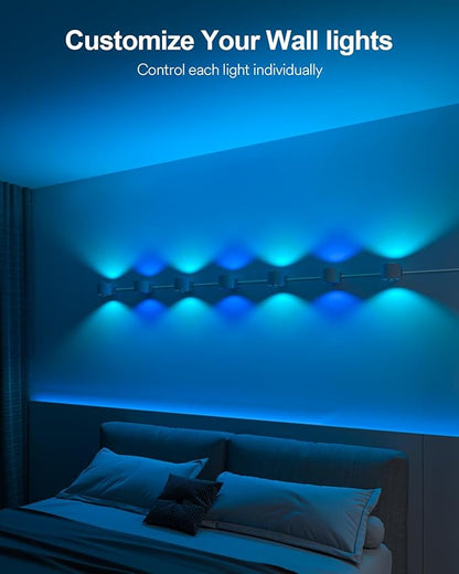 Lumary Smart Wall Sconces, World Cup Decor Up and Down Lighting, WiFi Color Changing Wall Lights for Bedroom, Living Room, Compatible with Alexa/Google Assistant, 9.2ft with 7 LEDs
