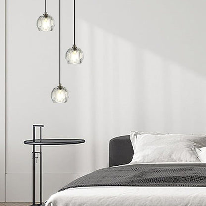 Modern Crystal Pendant Light Fixtures, Round Black LED Ceiling Hanging Lamps, Raindrop Crystal Chandelier for Bedroom, Dining Room Kitchen Island Bathroom