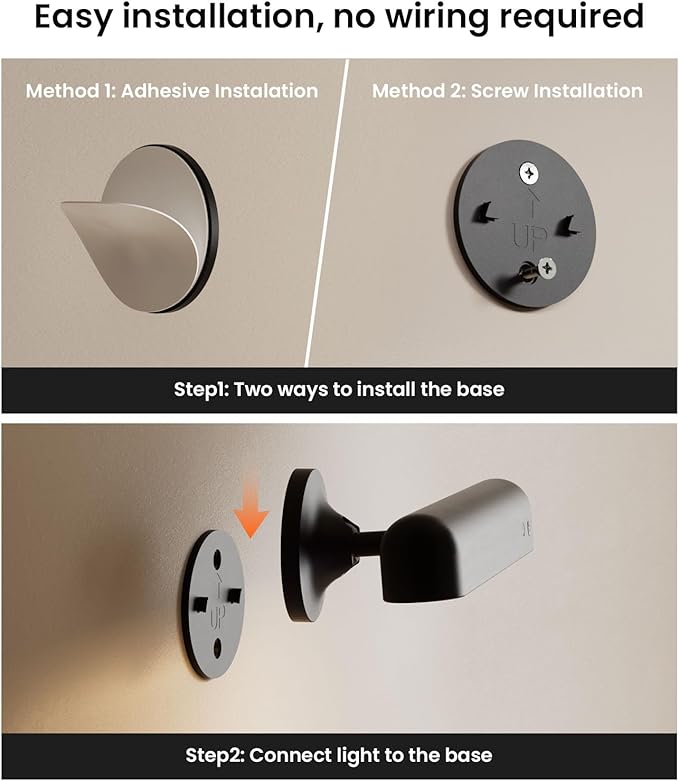 PopoIron Rechargeable LED Wall Sconces 7500mAh Battery Operated Wall Lamps for Bedroom, Touch and Remote Control, 3 Colors Wall Lights 360° Rotate Dimmable Brightness with 15 RGB Colors,Black 4 Pack