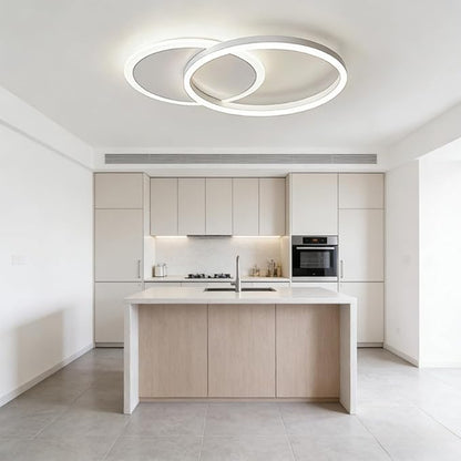 33W Double Ring LED Ceiling Light, 21.6 Inch Modern Flush Mount Ceiling Lamp, 3 Color Changeable 3000K-6000K, for Bedroom, Living Room, Kitchen, Hallway