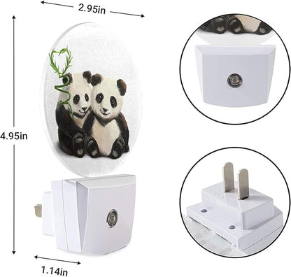 EKOBLA Panda Plug-in Night Light, Cute Panda Bear & Bamboo LED Nightlight with Dusk to Dawn Auto Sensor for Bedroom, Bathroom & Hallway