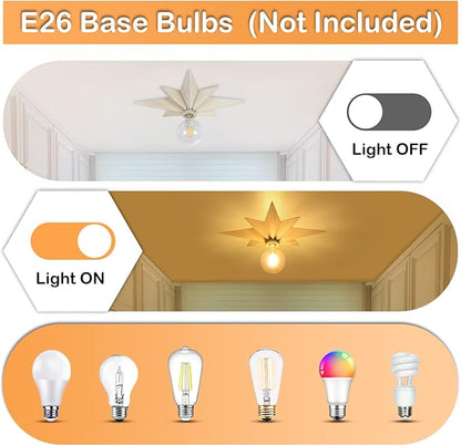 16 inch Flush Mount Ceiling Light, Modern Farmhouse White Star Ceiling Light, Vintage Star Light Fixtures Ceiling for Hallway, Entryway, Study Room, Bedside, Stair, Foyer, Kitchen, Bathroom