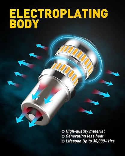 AUXITO 1156 LED Bulbs Amber Yellow Super Bright 7506 BA15S P21W LED Bulb with Projector for Front Rear LED Turn Signal Bulb DRL Marker Blinker Parking Lights, Pack of 2