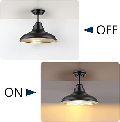 Farmhouse Semi Flush Mount Ceiling Lights, Modern Ceiling Light Fixture with Black Finish for Kitchen, Hallway, Entryway, Dining Room, Bedroom, Cafe, Bar, Living Room, 12"