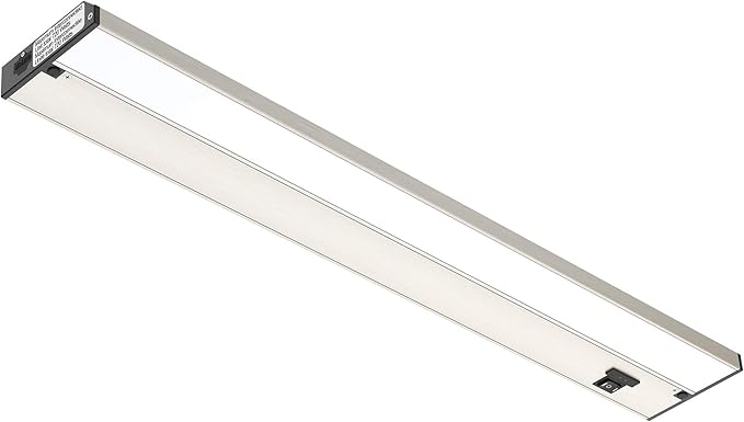 Getinlight 24-inch 3 Color Levels LED Under Cabinet Lighting, Hardwired or Plugged-in, Selectable White 2700K/3000K/4000K, Dimmable, Brushed Nickel Finished, IN-0210-3-SN