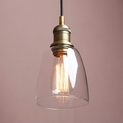 Yosoan 1-Light Vintage Edison Hanging Pendant Light, Indoor Modern Hardwired Mini Oval Cone Clear Glass Shade for Kitchen Bathroom Porch Living Room Dinning Room Office Restaurants Bar Island(Antique)