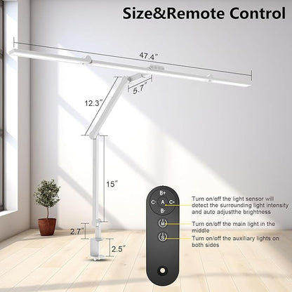 EPABINA 36W Ultra Bright Architect Desk Lamp with Clamp, Tall Overhead Rotatable Led Desk Light for Home Office, 47Inch Long Adjustable Monitor Light Bar with Remote for Computer Screen Desktop Table