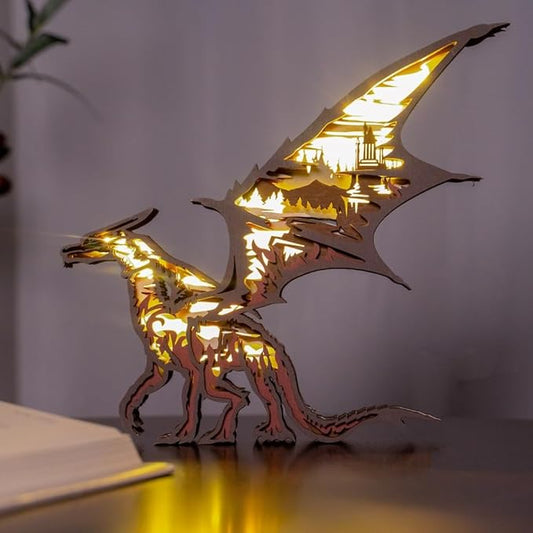 3D Wooden Animal Carving LED Night Light, Wood Carving Light, Modern Home Decoration, Decorative Tables, Cabinets, Living Rooms, Bedrooms, Offices, Farmhouses, Bookshelves, Perfect Holiday Gifts