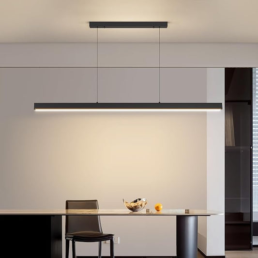 Modern LED Linear Pendant Light, 39IN Ceiling Chandlier Light Fixtures Hanging with Remote Control 3000k-6500K Adjustable Color Temperature Island Light for Dining Room, Kitchen