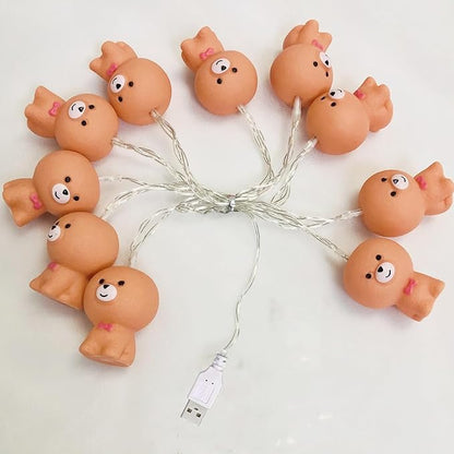 1.65M Cute Animal Dog Shape 10 Led Painted Dog Fairy Lights Lucky Puppy String Lights USB Powered for Halloween Christmas Thanksgiving Home Party Children Kids Bedroom Decoration (Lucky Puppy)