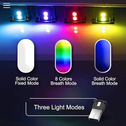 AOZITA Mini USB LED RGB Light Brightness Adjustable 8 Color Changeable for Car, Laptop, Keyboard. Atmosphere Smart Night Lamp for Home Decoration (DC : 5V) (Quantity: 2)