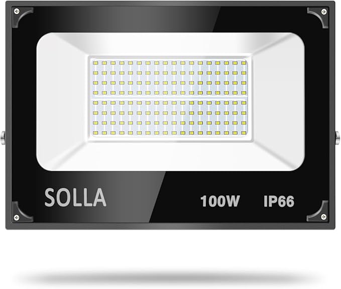 SOLLA 2 Pack 100W Led Flood Light, 8000lm 6000K Daylight White Exterior Flood Lighting, Outdoor Indoor Flood Light Fixture Landscape Security Floodlight Spotlight for Yard, Garden, Garage, Rooftop