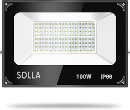 SOLLA 2 Pack 100W Led Flood Light, 8000lm 6000K Daylight White Exterior Flood Lighting, Outdoor Indoor Flood Light Fixture Landscape Security Floodlight Spotlight for Yard, Garden, Garage, Rooftop