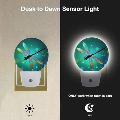 EKOBLA Dragonfly Plug-in Night Light, Fantasy Green Insect LED Nightlight for Kids, 0.5W for Stairway, Hallway & Bedroom