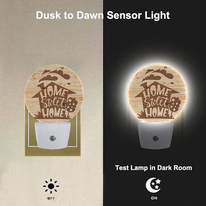 Novelty Night Light Home Sweet Home Wooden Night Lights Plug into Wall for Boys Girls, Plug-in Nightlight 0.5W LED Lighting for Stairway Hallway Bedroom