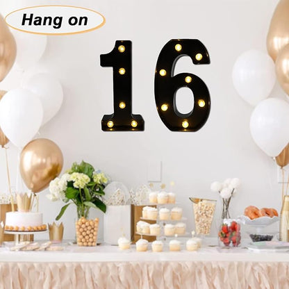 LED Marquee Numbers, 8.58 Inch Led Light Up Numbers for Party, Small Light Up Letters, Battery Powered Lighted Number for Table, Birthday, Night Light, Christmas or Home Decor (Black, Number 1)