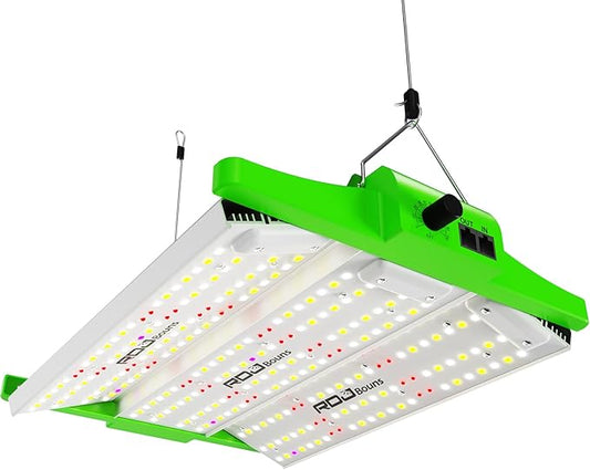 RDJ Bouns 120W Grow Lights Full Spectrum with UV and IR, Adjustable Panel Angle, 0-100 Dimming, Daisy Chain, Grow Tent Lights Seeds and Vegetables Flowers for Indoor Plants for 2x2 or 3x3 Tents